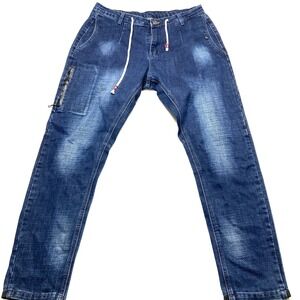 Slim Straight Men’s Jeans in Distressed Blue
